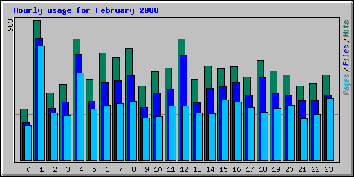 Hourly usage for February 2008